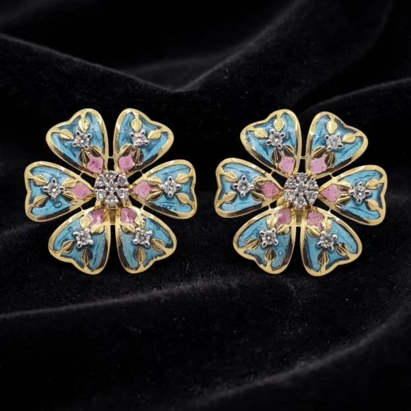 gold_flower_earrings_velvet DIAMOND EARRING